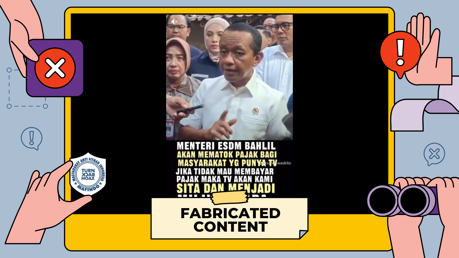 [HOAKS atau FAKTA]: Menteri ESDM Bahlil Kabarnya Bakal Sita TV karena Tidak Bayar Pajak, Benarkah?